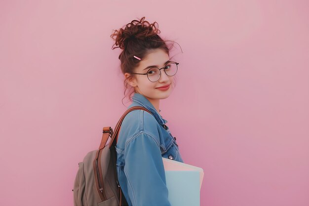 Zdjęcie young student with school bag slung over shoulder