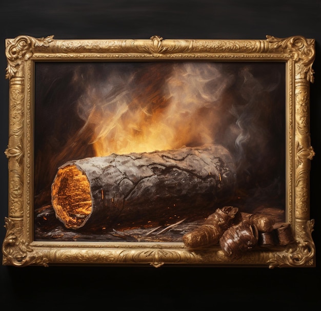 Yule Log Vintage Art