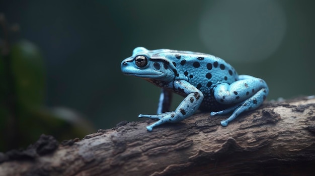 Z bliska i osobiście z Blue Beach Frog na gałęzi