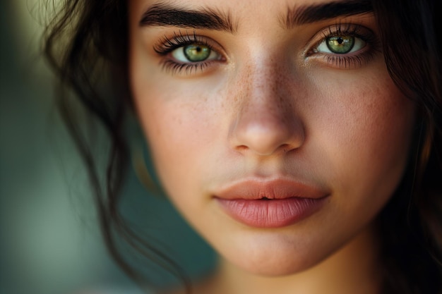 Z bliska kobieta z zielonymi oczami