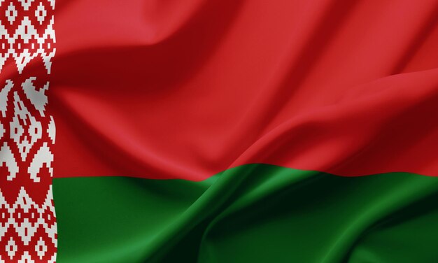 Z bliska machająca flagą Białorusi