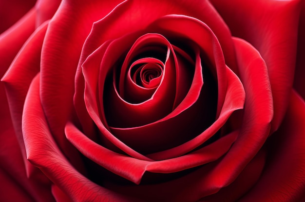 Z bliska tekstura czerwonej róży na naturalnym czerwonym tle