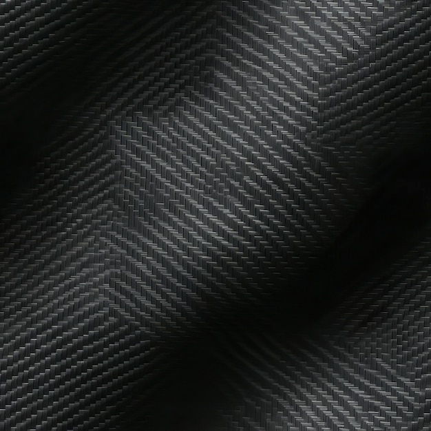 Z bliska widok czarnego wzoru włókna węglowego podkreślającego jego szczegółową tkaninę i teksturę