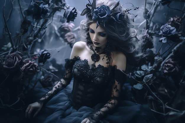 z czarnymi różami ciemny gotycki świat fantazji wróżek
