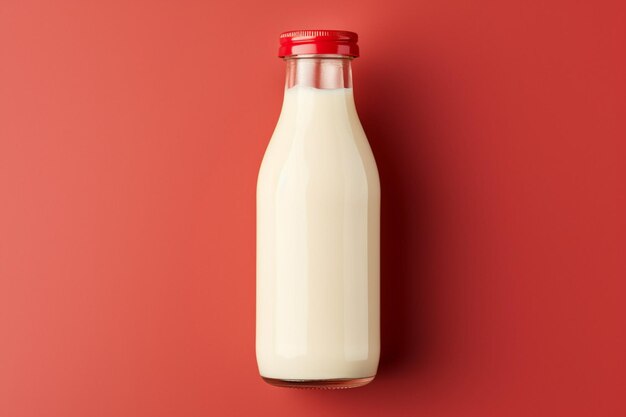 Zdjęcie z góry widok butelki świeżego mleka z przestrzenią do kopiowania