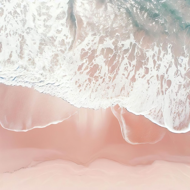 Z góry widok pięknej tropikalnej białej piaszczystej plaży z pianką fali i przezroczystą sztuczną inteligencją generatywną