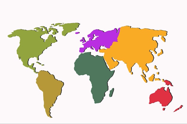 Z Grubsza Zarysowana Mapa świata Z Kolorowymi Wzorami Tła