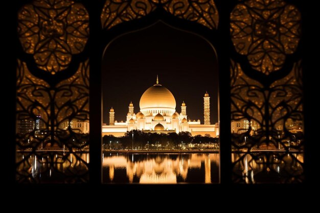 Zdjęcie z islamskiego okna widać raj