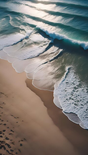 Z powietrza widok fal na piaszczystej plaży w Południowej Australii