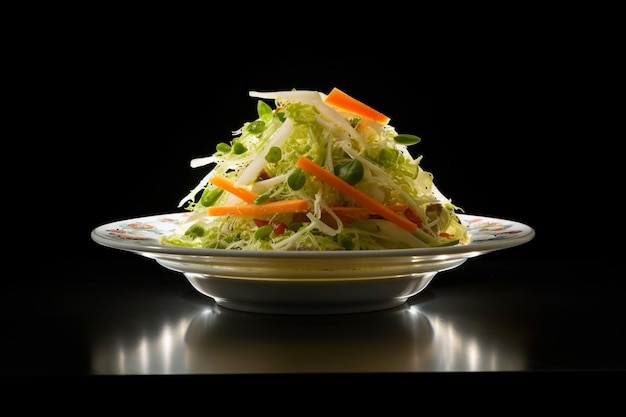 Z przodu widok sałatki warzywnej z gotowanych składników wewnątrz małego talerza na ciemnym tle