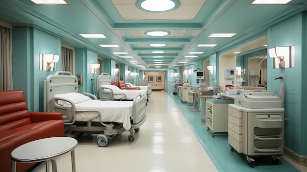 Zdjęcie za kulisami nowoczesnego szpitala.