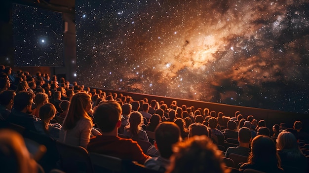 Zaangażujący pokaz astronomiczny dla młodej publiczności w Teatrze Planetarium Koncepcja Astronomia Planetarium Młoda publiczność Zaangażujący występ Rozrywka edukacyjna