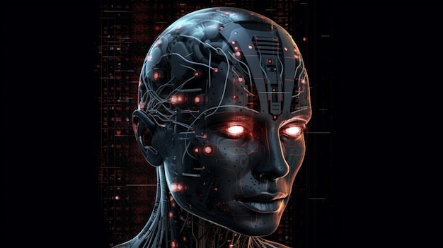 Zaawansowana sztuczna inteligencja Big Data na przyszłość w głowie humanoidalnej Generatywna sztuczna inteligencja uczenia maszynowego