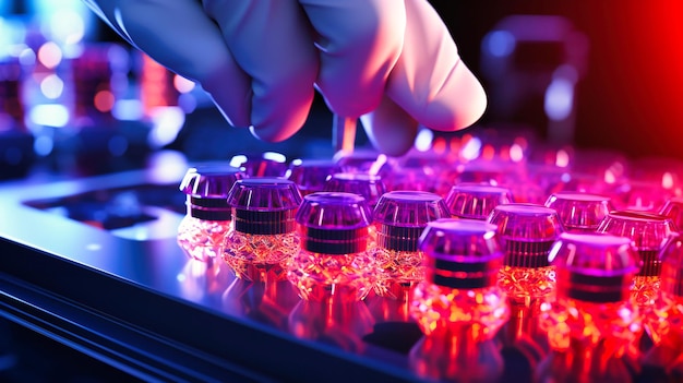 Zdjęcie zaawansowane badania biotechnologiczne w nowoczesnym laboratorium z żywotnym oświetleniem