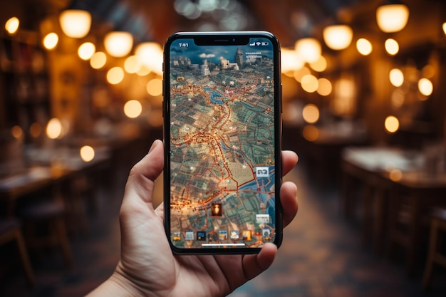 Zaawansowane technologicznie podróżniczki trzymają telefon z aplikacją map internetowych