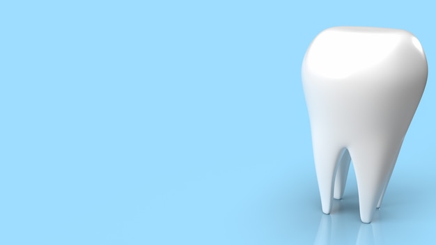 Ząb biały na niebieskim tle do renderowania 3d koncepcji stomatologicznej lub medycznej