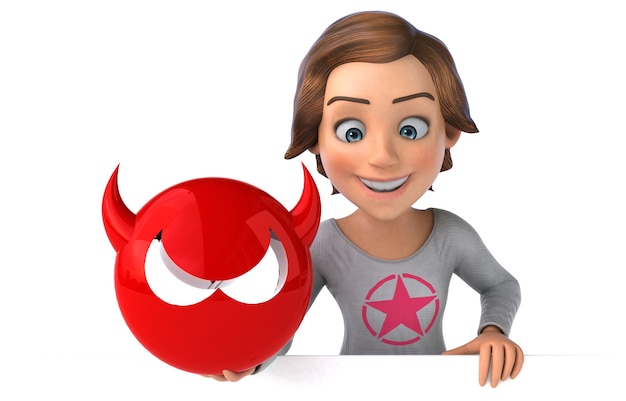 Zabawa 3D ilustracją nastoletniej dziewczyny kreskówki