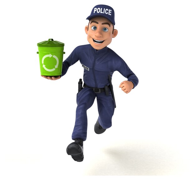 Zabawa 3D ilustracją policjanta kreskówek