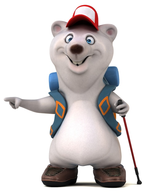 Zdjęcie zabawa 3d niedźwiedź backpacker postać z kreskówki