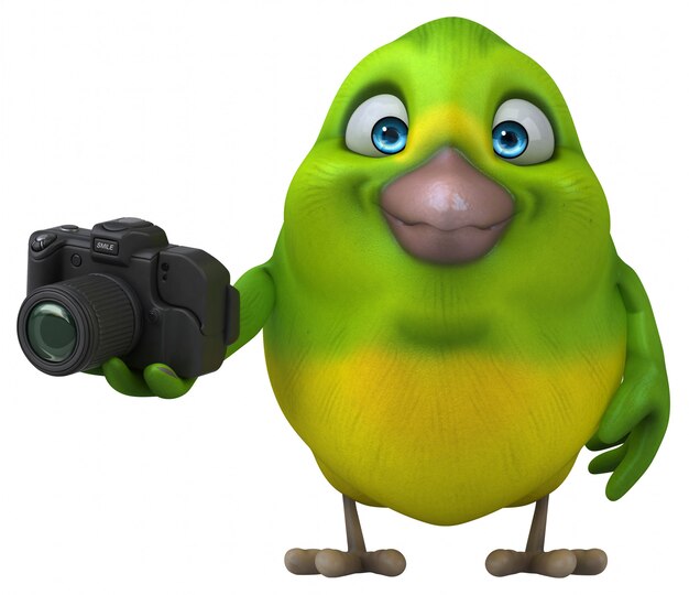 Zabawa animacja zielony ptak