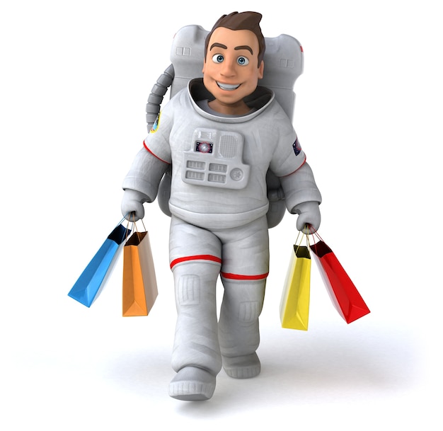 Zabawa astronauta - ilustracja 3D