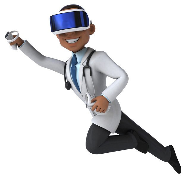 Zabawa ilustracja 3D lekarza w kasku VR