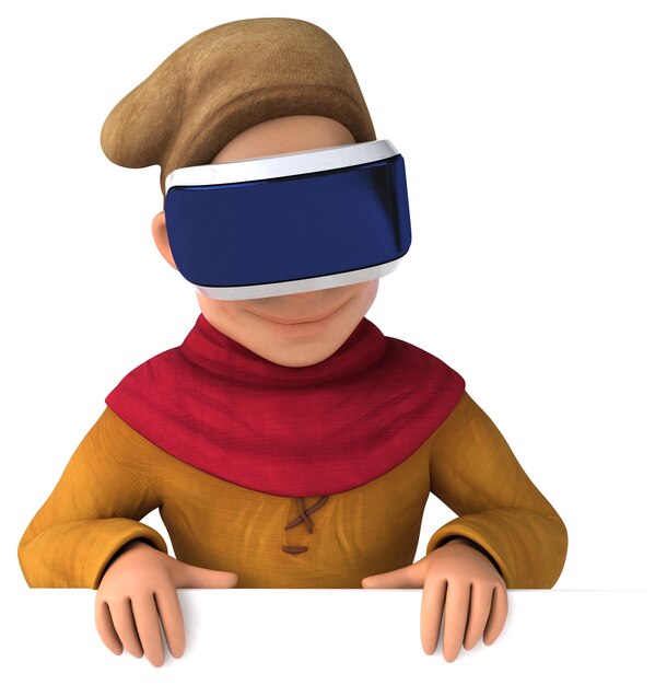 Zabawa ilustracja 3D średniowiecznego mężczyzny w kasku VR