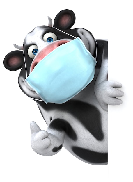 Zabawa krowa kreskówek 3D z maską
