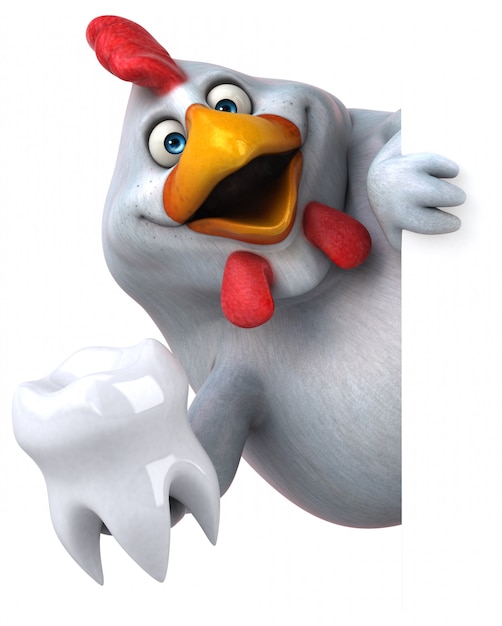 Zabawa kurczaka charakter odizolowywający - 3D ilustracja