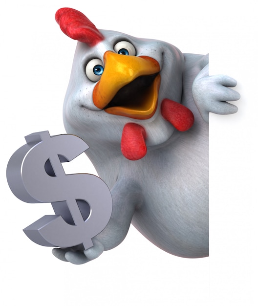 Zabawa kurczaka charakter odizolowywający - 3D ilustracja