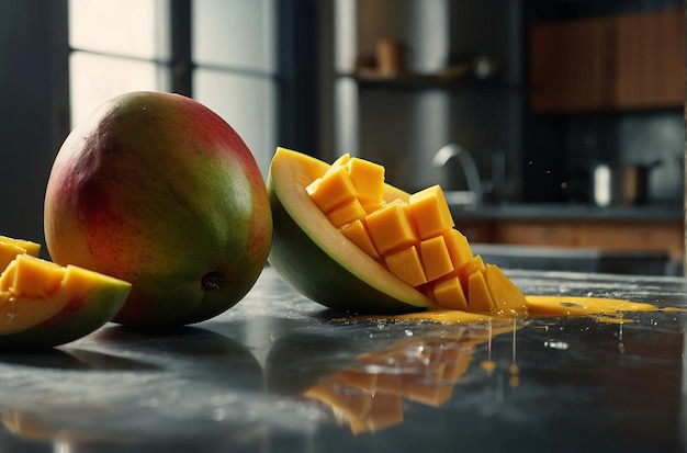 Zabawa w kuchni Przygotowywanie soku z mango