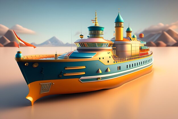 zabawka statek renderowanie 3D środowisko sztuki