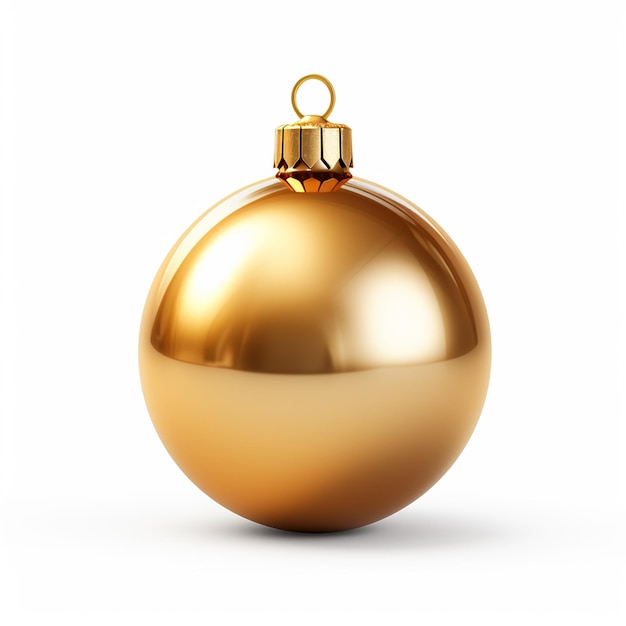 Zabawka z choinką świąteczną Złota kula izolowana na białym tle Realistyczna ilustracja wektorowa Projekt
