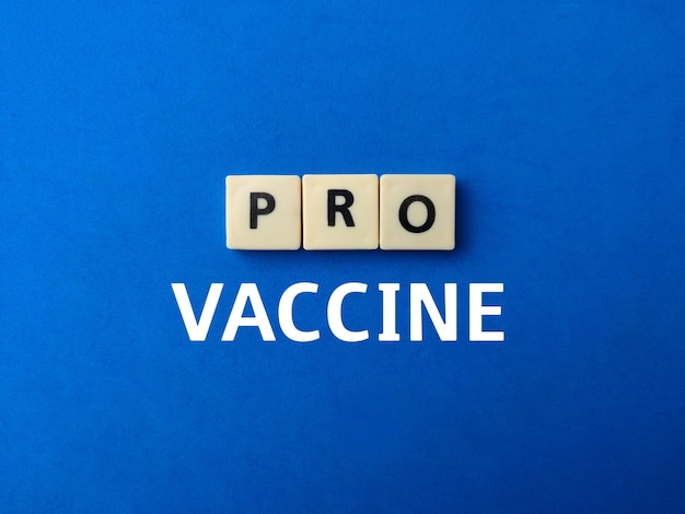 Zabawki słowo z napisem PRO VACCINE