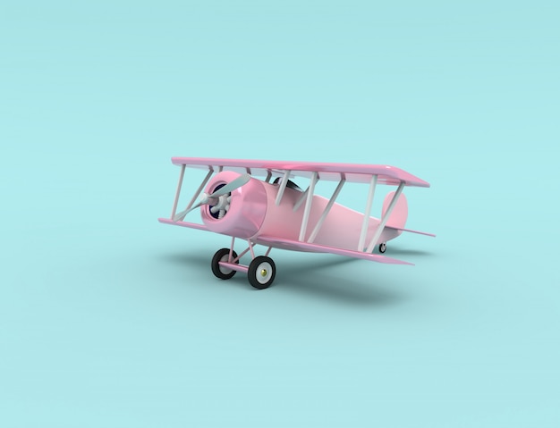 Zabawki Zabytkowe Samoloty. Ilustracja Z Pustym Miejscem Na Tekst. Renderowanie 3d
