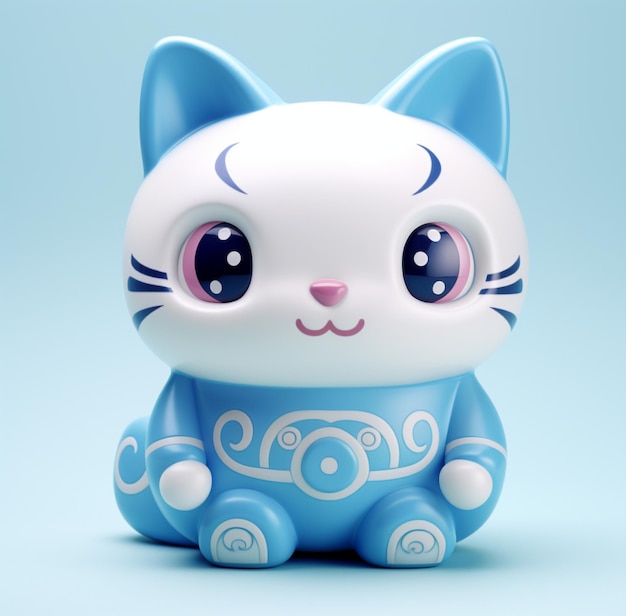 zabawkowa postać niebieskiego kota low poly