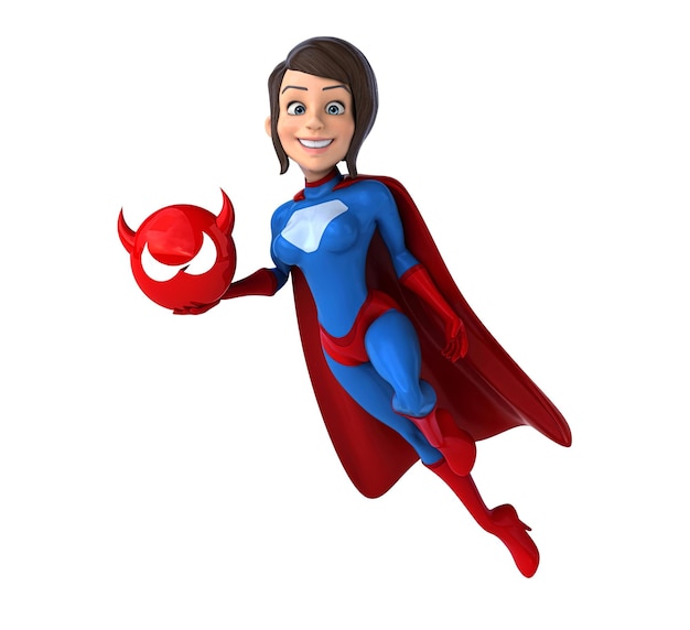 Zabawna 3D ilustracja kreskówki superkobiety