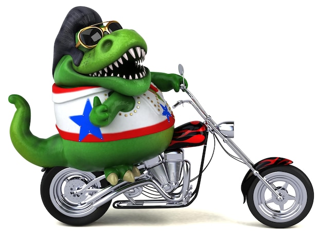 Zabawna 3D ilustracja kreskówki Trex rocker