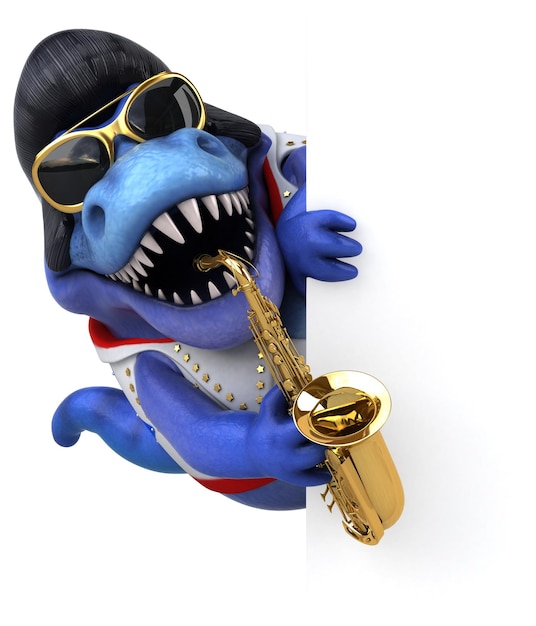 Zabawna 3D ilustracja kreskówki Trex rocker