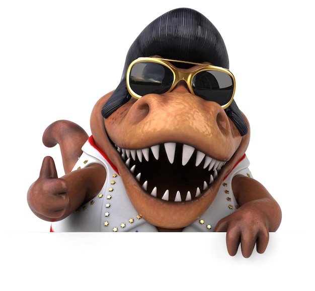 Zabawna 3D ilustracja kreskówki Trex rocker