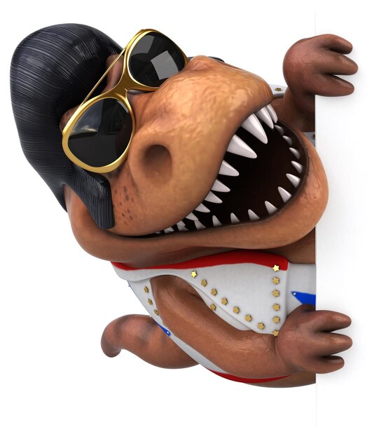 Zabawna 3D ilustracja kreskówki Trex rocker