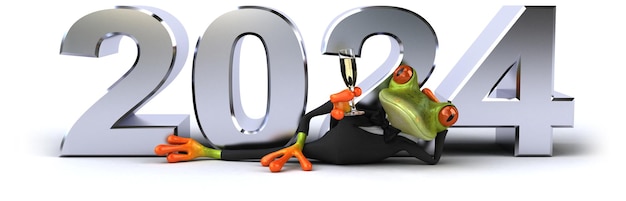 Zabawna 3d Zielona żaba W 2024 Roku