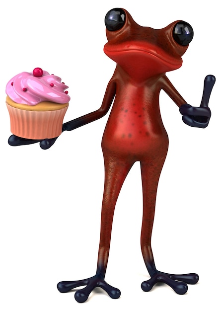 Zabawna czerwona żaba - ilustracja 3D