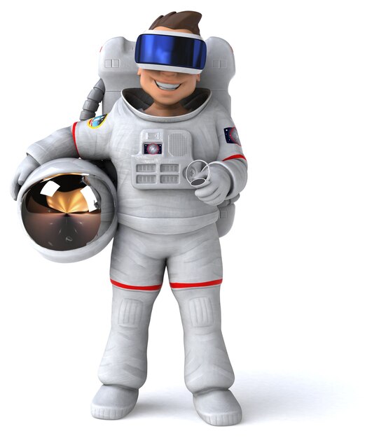 Zabawna ilustracja 3D astronauty w kasku VR