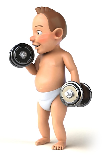 Zabawna ilustracja 3D dziecka z kreskówek