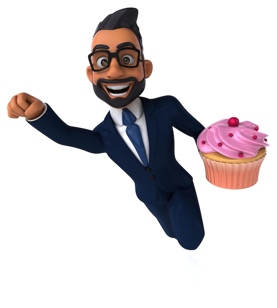 Zabawna ilustracja 3D indyjskiego biznesmena