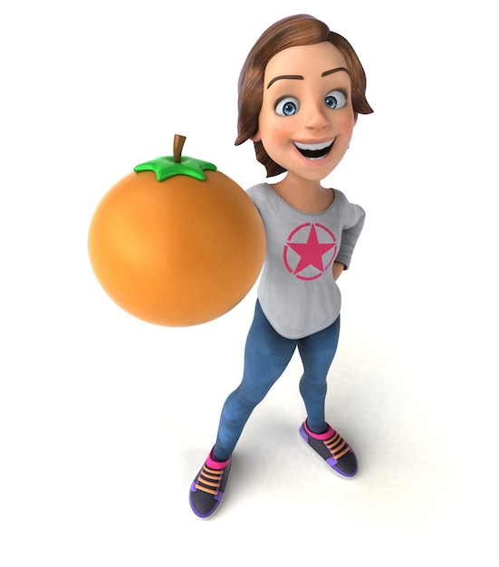 Zabawna ilustracja 3D nastoletniej dziewczyny z kreskówek