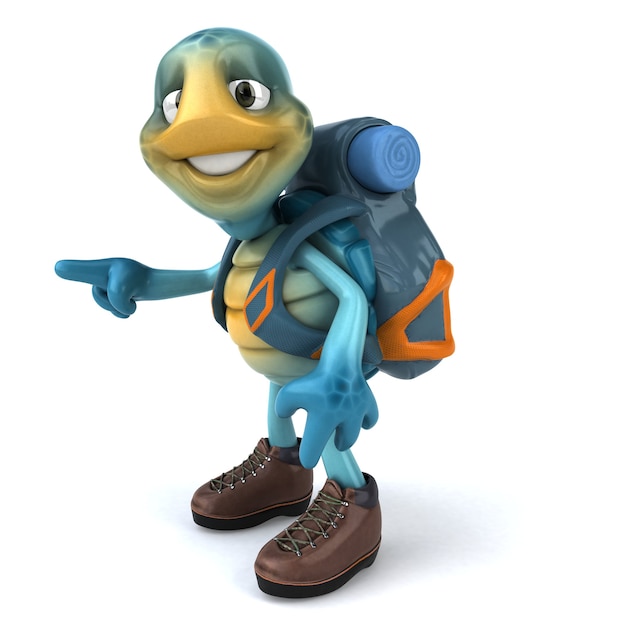 Zabawna ilustracja 3D niebieskiego żółwia