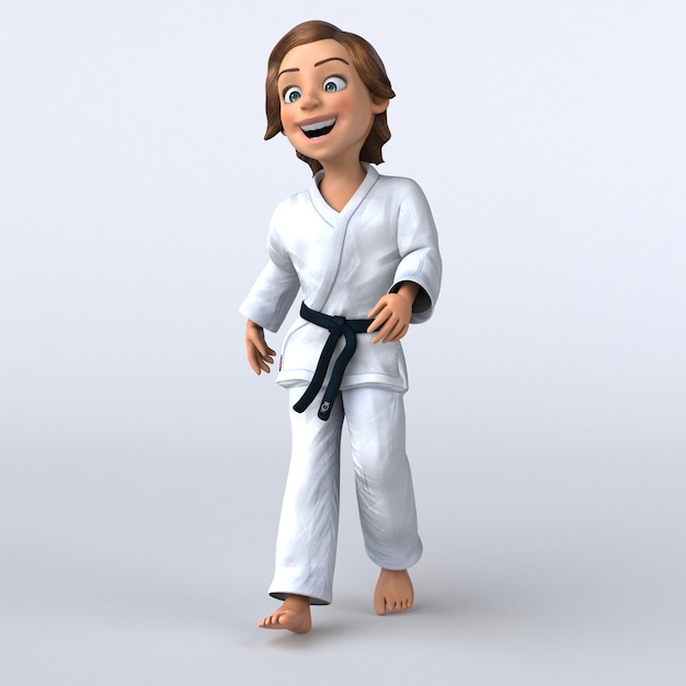 Zabawna ilustracja 3D o dziewczynie z kreskówki karateka