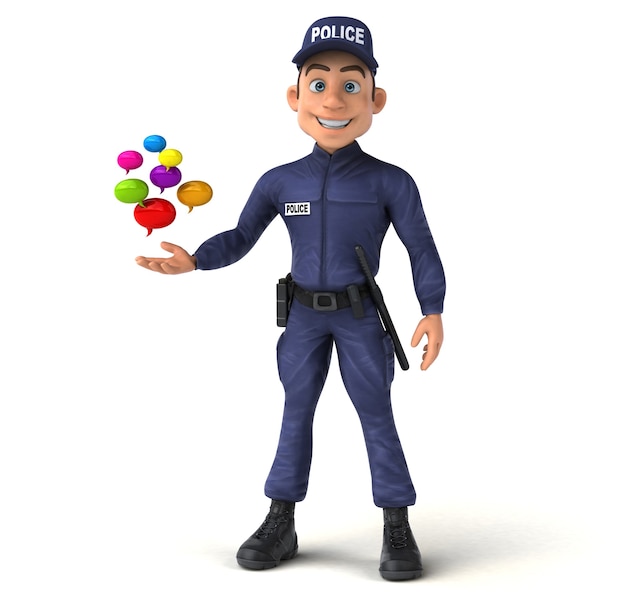 Zabawna ilustracja 3D policjanta kreskówek